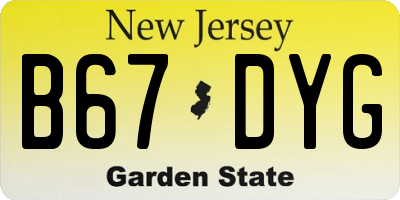 NJ license plate B67DYG