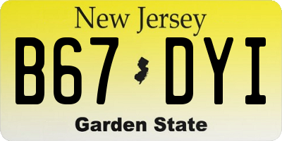 NJ license plate B67DYI
