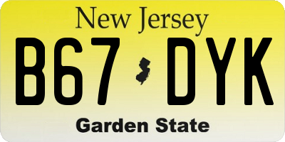 NJ license plate B67DYK