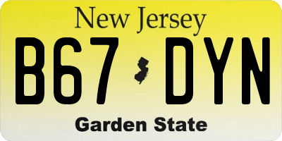 NJ license plate B67DYN