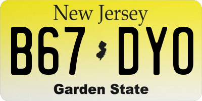 NJ license plate B67DYO