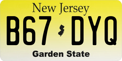 NJ license plate B67DYQ