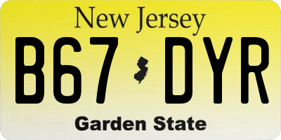 NJ license plate B67DYR