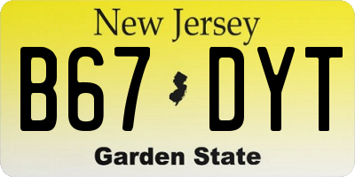 NJ license plate B67DYT