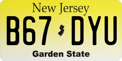 NJ license plate B67DYU