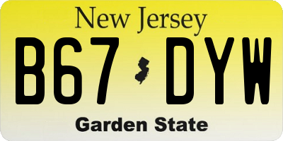 NJ license plate B67DYW