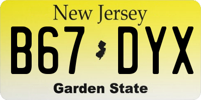 NJ license plate B67DYX