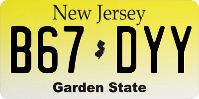 NJ license plate B67DYY