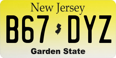 NJ license plate B67DYZ