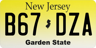 NJ license plate B67DZA