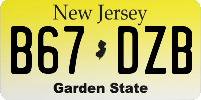 NJ license plate B67DZB