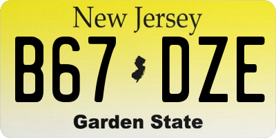 NJ license plate B67DZE