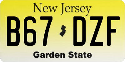 NJ license plate B67DZF