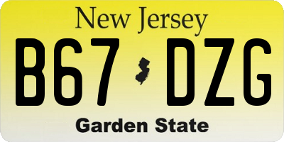 NJ license plate B67DZG