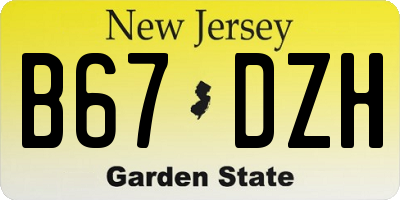 NJ license plate B67DZH