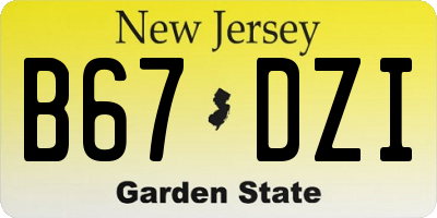 NJ license plate B67DZI