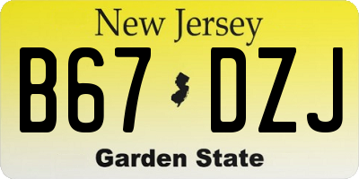 NJ license plate B67DZJ
