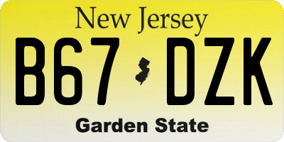 NJ license plate B67DZK