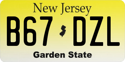 NJ license plate B67DZL