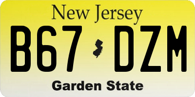 NJ license plate B67DZM