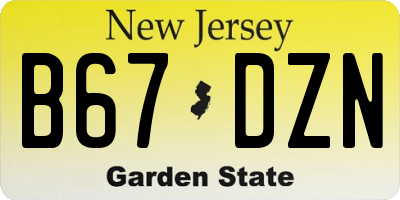 NJ license plate B67DZN