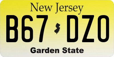 NJ license plate B67DZO