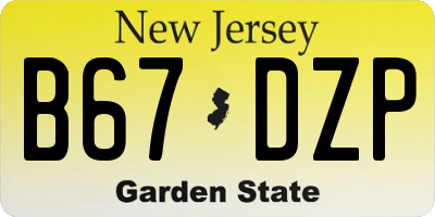 NJ license plate B67DZP