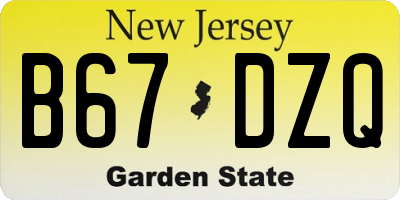 NJ license plate B67DZQ
