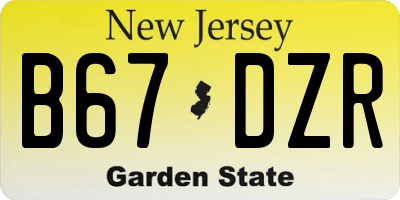 NJ license plate B67DZR