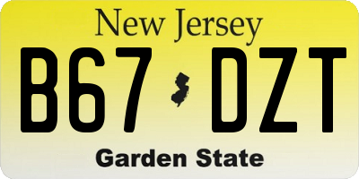 NJ license plate B67DZT