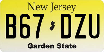 NJ license plate B67DZU