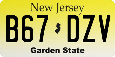 NJ license plate B67DZV