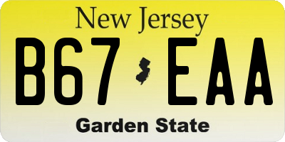 NJ license plate B67EAA