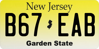 NJ license plate B67EAB