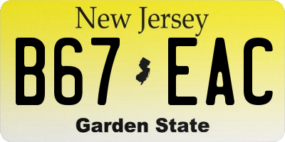 NJ license plate B67EAC