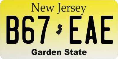 NJ license plate B67EAE