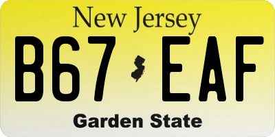 NJ license plate B67EAF