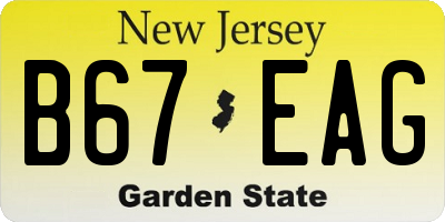 NJ license plate B67EAG
