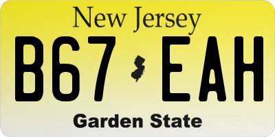 NJ license plate B67EAH