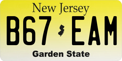 NJ license plate B67EAM