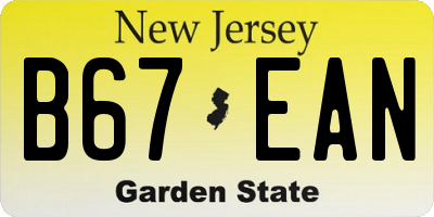 NJ license plate B67EAN