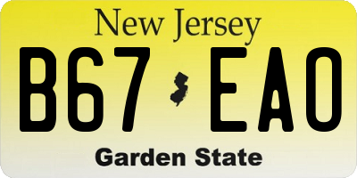 NJ license plate B67EAO