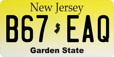 NJ license plate B67EAQ
