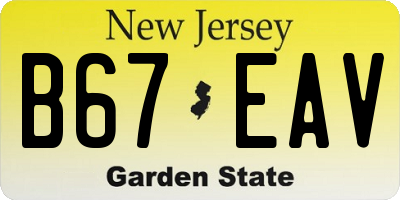 NJ license plate B67EAV