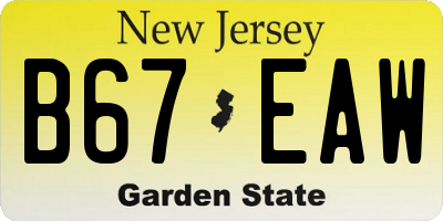 NJ license plate B67EAW