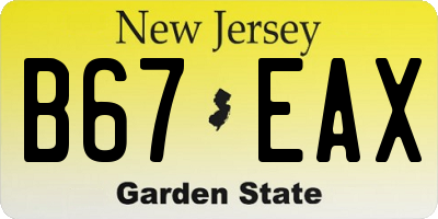 NJ license plate B67EAX
