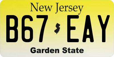 NJ license plate B67EAY