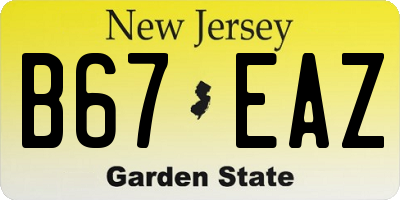 NJ license plate B67EAZ