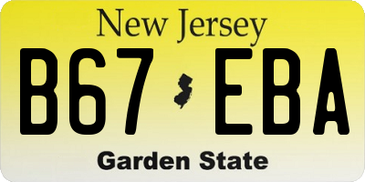 NJ license plate B67EBA