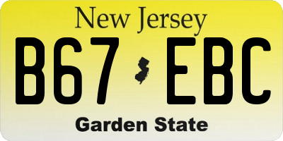 NJ license plate B67EBC